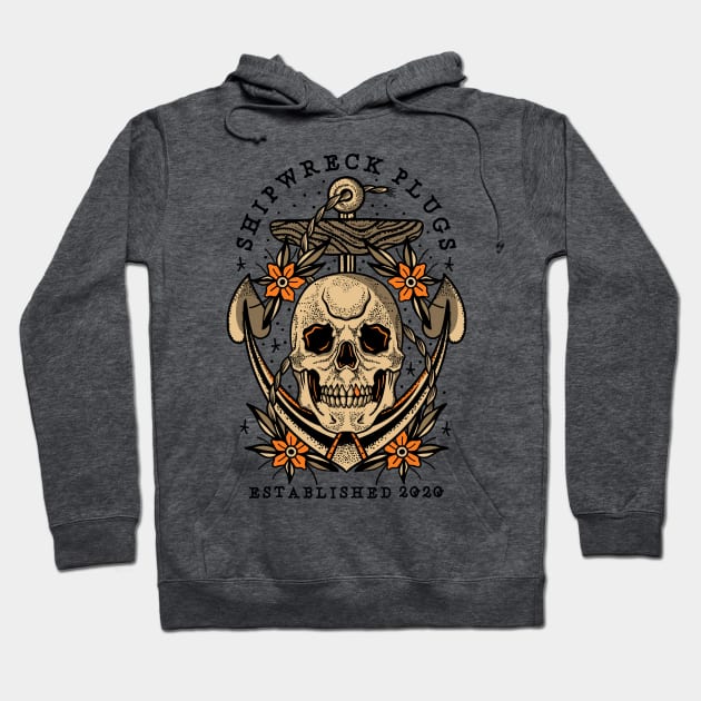 Shipwreck Plugs Traditional Skull Hoodie by Shipwreck Plugs